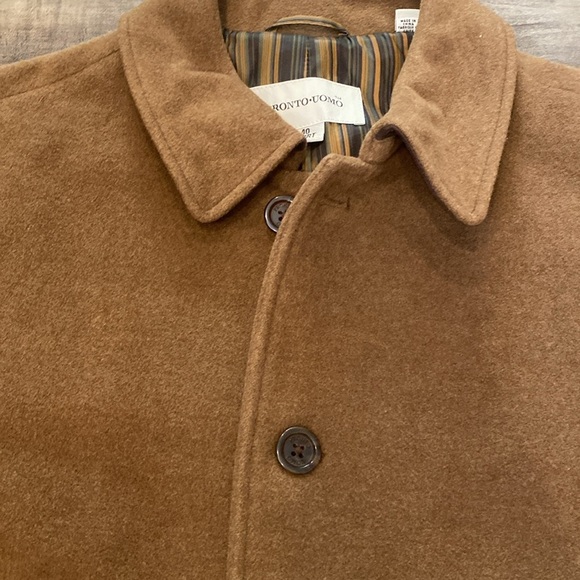 Pronto Uomo Men's Camel Cashmere Wool Blend Long Top Coat - Picture 2 of 11
